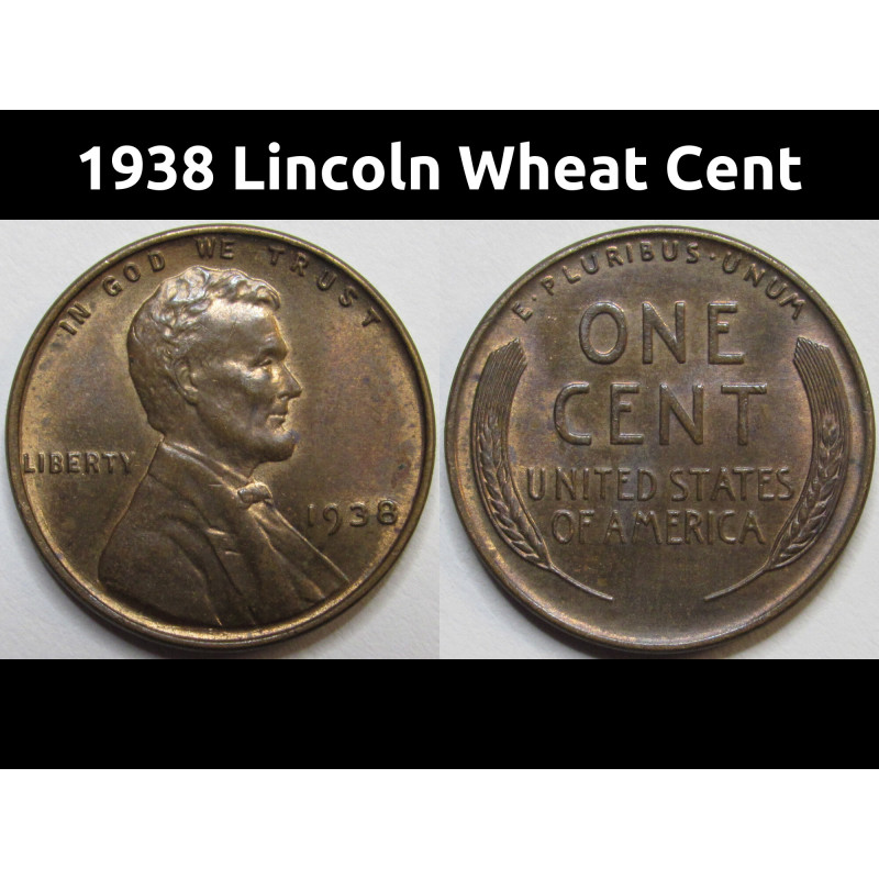 1938 Lincoln Wheat Cent - antique Great Depression era American penny