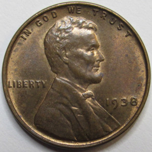 1938 Lincoln Wheat Cent - antique Great Depression era American penny