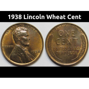 1938 Lincoln Wheat Cent - antique American wheat penny