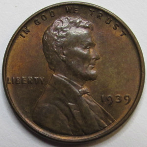 1939 Lincoln Wheat Cent - antique Great Depression era American wheat penny