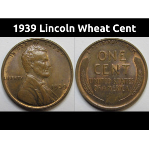 1939 Lincoln Wheat Cent - antique thirties American wheat penny