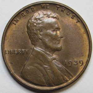 1939 Lincoln Wheat Cent - antique uncirculated American wheat penny