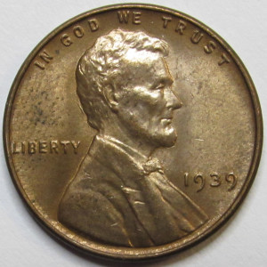 1939 Lincoln Wheat Cent - antique uncirculated American wheat penny