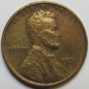 1931 Lincoln Wheat Cent - antique Great Depression era American wheat penny