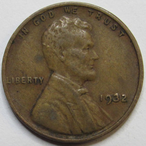 1932 Lincoln Wheat Cent - antique Great Depression era American wheat penny coin