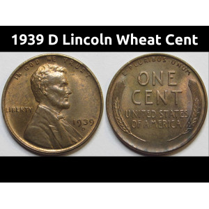 1939 D Lincoln Wheat Cent - antique Denver mintmark American wheat penny