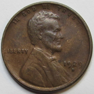 1929 D Lincoln Wheat Cent - antique Denver mintmark American wheat penny