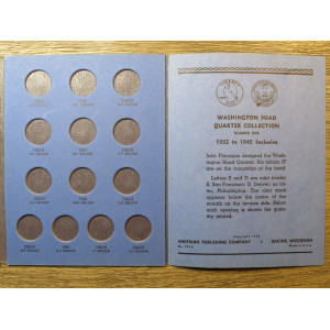 Whitman coin folder for Washington quarters - 1932-1945 - vintage coin supply