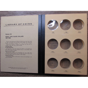 Library of Coins album for Peace Dollars - 1921-1935 - vintage coin collector album