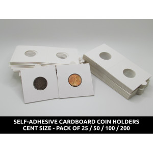 Cent size Self-Adhesive cardboard paper coin flips for storage and organizing - pack of 25 / 50 / 100 / 200