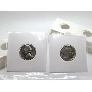 Nickel size Self-Adhesive cardboard paper coin flips for storage and organizing - pack of 25 / 50 / 100 / 200