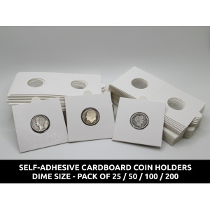 Dime size Self-Adhesive cardboard paper coin flips for storage and organizing - pack of 25 / 50 / 100 / 200