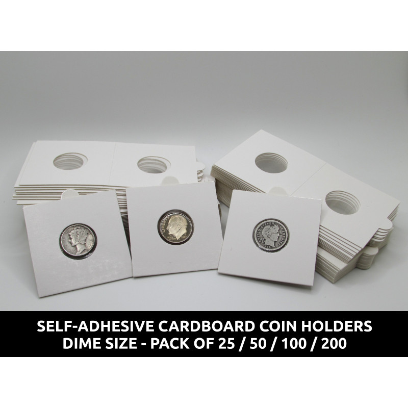 Dime size Self-Adhesive cardboard paper coin flips for storage and organizing - pack of 25 / 50 / 100 / 200