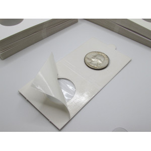 Quarter size Self-Adhesive cardboard paper coin flips for storage and organizing - pack of 25 / 50 / 100 / 200