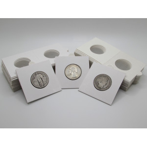 Quarter size Self-Adhesive cardboard paper coin flips for storage and organizing - pack of 25 / 50 / 100 / 200