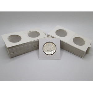 Half dollar size Self-Adhesive cardboard paper coin flips for storage and organizing - pack of 25 / 50 / 100 / 200