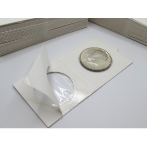 Half dollar size Self-Adhesive cardboard paper coin flips for storage and organizing - pack of 25 / 50 / 100 / 200