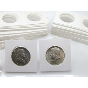 Half dollar size Self-Adhesive cardboard paper coin flips for storage and organizing - pack of 25 / 50 / 100 / 200