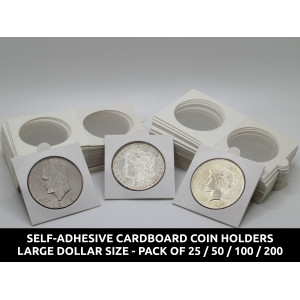 Large dollar size Self-Adhesive cardboard paper coin flips for storage and organizing - pack of 25 / 50 / 100 / 200