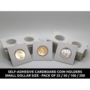 Small dollar size Self-Adhesive cardboard paper coin flips for storage and organizing - pack of 25 / 50 / 100 / 200