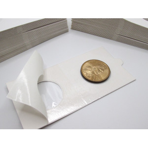 Small dollar size Self-Adhesive cardboard paper coin flips for storage and organizing - pack of 25 / 50 / 100 / 200