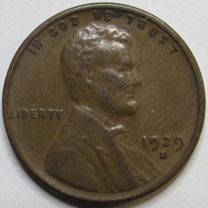 1929 S Lincoln Wheat Cent - high quality San Francisco mintmark wheat penny