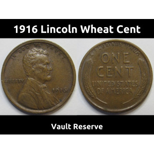 1916 Lincoln Wheat Cent - high grade early date American wheat penny