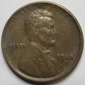 1918 D Lincoln Wheat Cent - higher grade Denver mintmark wheat penny