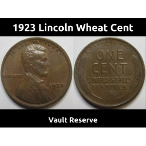 1923 Lincoln Wheat Cent - antique higher grade American wheat penny