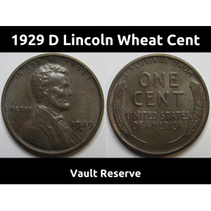 1929 D Lincoln Wheat Cent - antique Denver mintmark wheat penny