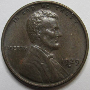 1929 D Lincoln Wheat Cent - antique Denver mintmark wheat penny