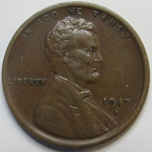 1917 D Lincoln Wheat Cent - high grade Denver mintmark American wheat penny