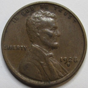 1928 S Lincoln Wheat Cent - antique San Francisco mintmark high grade penny