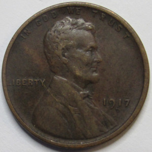 1917 D Lincoln Wheat Cent - antique Denver mintmark American wheat penny