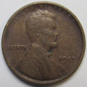 1917 D Lincoln Wheat Cent - antique Denver mintmark wheat penny coin