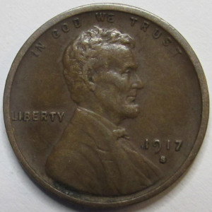 1917 S Lincoln Wheat Cent - antique San Francisco mintmark high grade penny