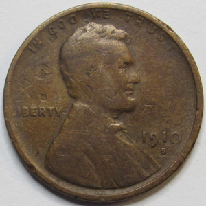 1910 S Lincoln Wheat Cent - antique scarce date San Francisco mintmark wheat penny