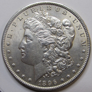 1896 Morgan Dollar - antique uncirculated American silver dollar coin