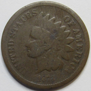 1873 Indian Head Cent - Open 3 - old Gilded Age era bronze penny