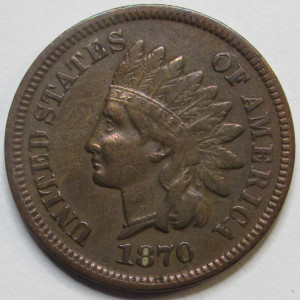 1870 Indian Head Cent - Shallow N - scarce date better condition penny