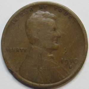 1910 S Lincoln Wheat Cent - antique San Francisco mintmark wheat penny