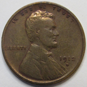 1912 D Lincoln Wheat Cent - antique Denver mintmark wheat penny