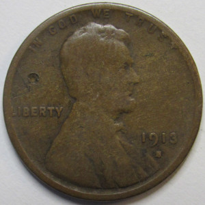 1913 S Lincoln Wheat Centh - antique San Francisco mintmark wheat penny
