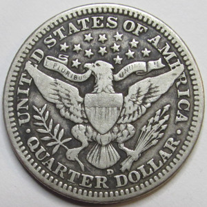 1916 D Barber Quarter - antique better condition American silver coin