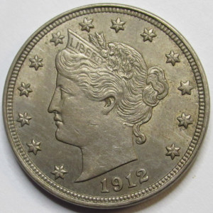 1912 Liberty V Nickel - antique uncirculated American V nickel