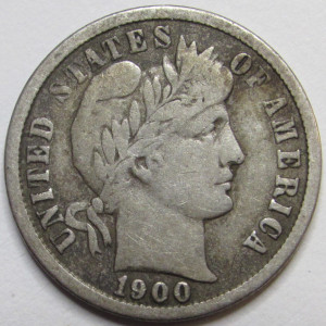 1900 Barber Dime - better quality antique American silver dime coin