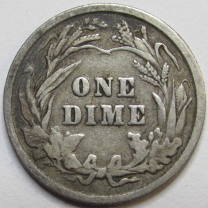 1900 Barber Dime - better quality antique American silver dime coin