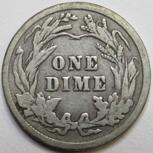 1910 Barber Dime - antique well defined silver dime