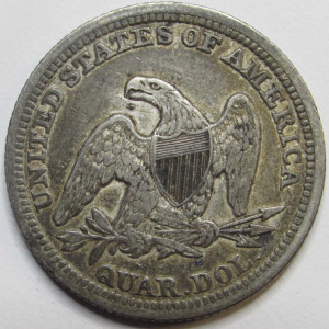 1856 Seated Liberty Quarter - antique better condition silver type coin