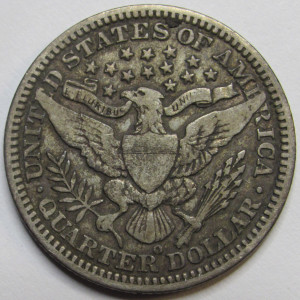 1908 Barber Quarter - antique great condition American silver quarter